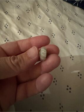Pandora glass charm. Cream and white swirls